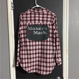 Upcycled Maker’s Mark Plaid Flannel Winter Cozy Shirt Size: S